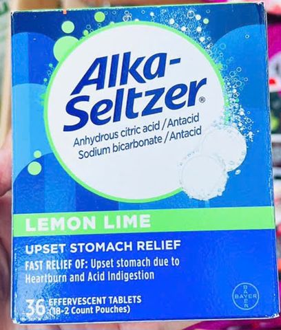 Viên Sủi Hỗ Trợ Dạ Dày Alka-Seltzer Lemon Lime 36 Viên - Giảm Đầy Hơi, Trào Ngược, Ợ Nóng, Tiện Dụng Mỹ