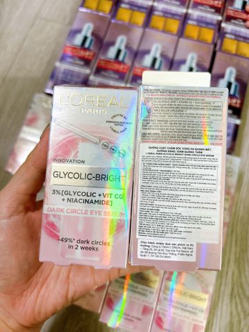 Serum Dưỡng Sáng Mờ Thâm Vùng Mắt L'Oreal Glycolic-Bright 20ml - Chứa 3% Glycolic Acid & Niacinamide, Làm Rạng Rỡ Da Mắt