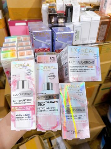 Serum Dưỡng Sáng Mờ Thâm Vùng Mắt L'Oreal Glycolic-Bright 20ml - Chứa 3% Glycolic Acid & Niacinamide, Làm Rạng Rỡ Da Mắt