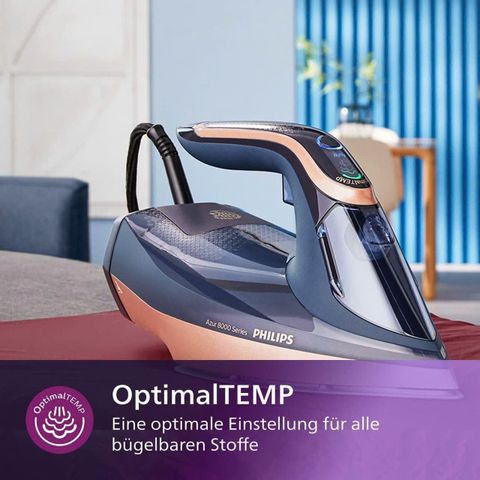 Bàn là Hơi Nước Philips Azur Series 8000 DST8050 - Công Suất 3000W, Hơi Tăng Cường 240g, Chức Năng Tự Động Tắt, Dung Tích 350ml