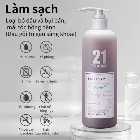Dầu Gội PHARMA 21 Giảm Gàu 600ml Nhập Khẩu Nhật - Dầu Gội Chống Gàu, Giảm Rụng Tóc, Chăm Sóc Tóc Hiệu Quả