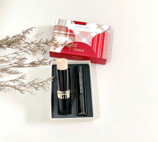 Set Kem Nền Dạng Thỏi Ohui Ultimate Cover Foundation - Tặng Mascara Không Lem, Chống Nắng SPF50+ 15g