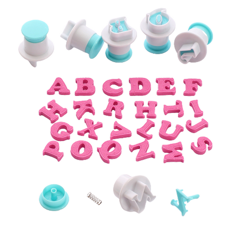 Khuôn Cookie, cutter, fondant, lò xo 26 chữ cái, 10 số – Mã số 1909