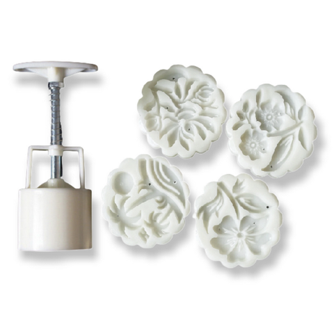 Khuôn trung thu lò xo 4 mặt hình tròn bãi biển loại 50 gram – 1904