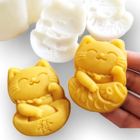 Khuôn trung thu lò xo 2 mặt mèo ngoắc tài lộc loại 50 gram – 1901 127249