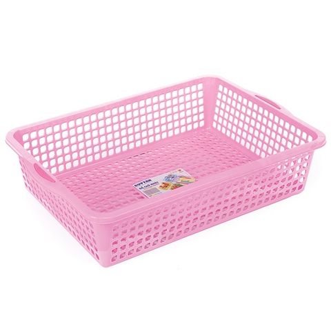 Rổ nhựa hình chữ nhật kích thước 38x26x9 cm - Mã số 1090