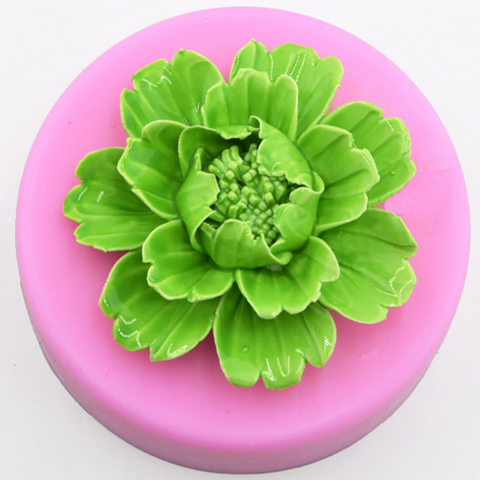 Khuôn rau câu silicon hoa mẫu đơn tầng - Loại 8 cm – Mã 1827