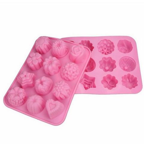 Khuôn silicon làm bánh, rau câu, socola 12 hoa tổng hợp - Mã số 1096