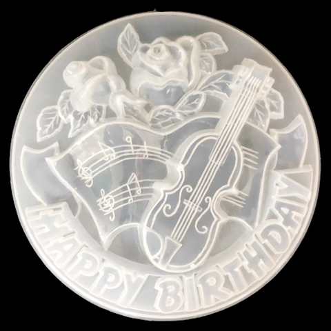 Khuôn rau câu sinh nhật Happy Birthday cây đàn khuôn tròn 30cm-1818