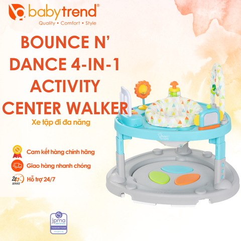 Xe tập đi đa năng Baby Trend Bounce n' Dance 4 trong 1 - Xe học đi với đồ chơi âm thanh cho trẻ, phát triển vận động và tư duy