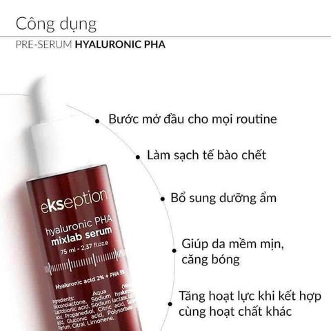 Serum Tái Tạo Tế Bào Ekseption Hyaluronic PHA 75ml - Tẩy Tế Bào Chết, Cấp Ẩm Và Làm Mịn Da Cho Tất Cả Loại Da