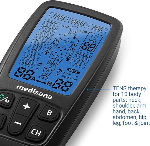 Máy massage Medisana 88348 TT 205 - Thiết bị trị liệu TENS, EMS và massage 3 trong 1 cho toàn thân, 60 chương trình đa dạng