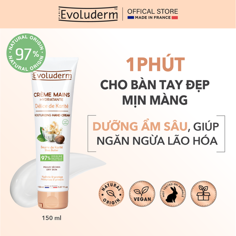 Kem Dưỡng Ẩm Da Tay Evoluderm Chiết Xuất Bơ Hạt Mỡ - Làm Mềm, Bảo Vệ Da, Dưỡng Ẩm Thiên Nhiên, Mỹ Phẩm Thuần Chay