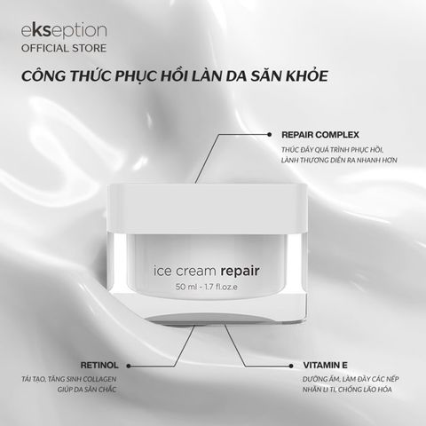 Kem Dưỡng Phục Hồi Da Ekseption Ice Cream Repair 50ml - Chăm Sóc Da Trẻ Hóa với Retinol và Vitamin E, Phục Hồi Da Khô, Lão Hóa