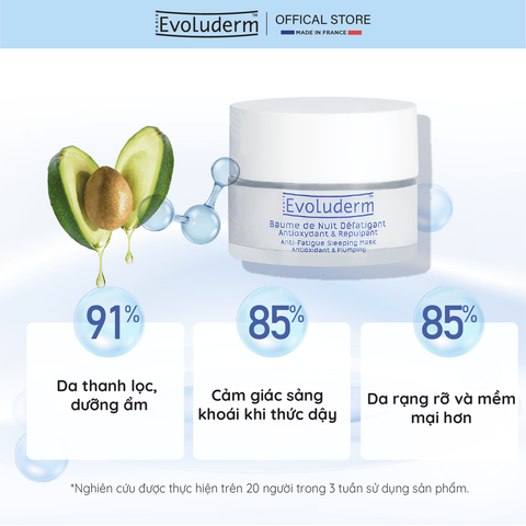 Mặt Nạ Ngủ Dưỡng Ẩm Evoluderm - Giúp Da Căng Bóng, Rạng Rỡ, 92% Tự Nhiên, Mỹ Phẩm Thuần Chay, Dành Cho Mọi Loại Da