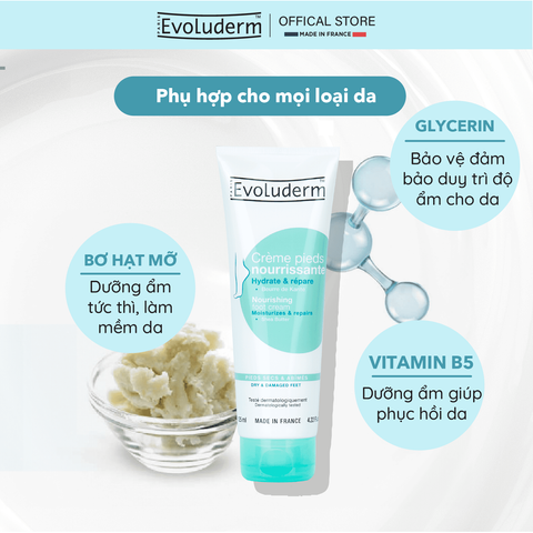 Kem Tẩy Tế Bào Chết Da Chân Evoluderm chiết xuất bơ hạt mỡ