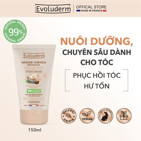 Kem ủ tóc Evoluderm Tăng Cường Dưỡng Ẩm và Phục Hồi Cho Tóc Nhuộm - Chiết Xuất Keratin và Bơ Hạt Mỡ, Tóc Bóng Mượt, Chắc Khỏe