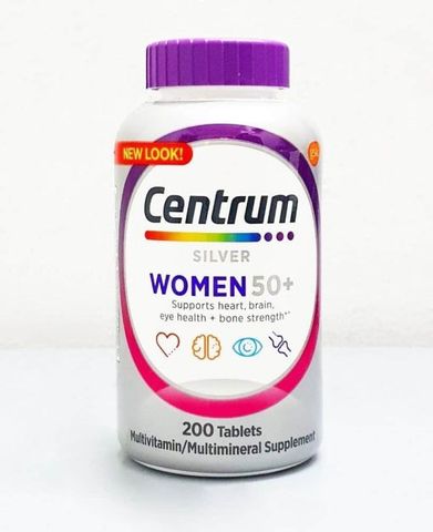 Vitamin tổng hợp và Khoáng chất Nữ trên 50 Tuổi Centrum Silver 200 viên, Mỹ