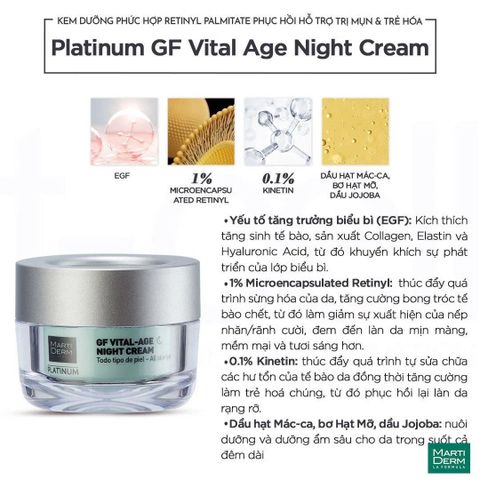 Kem Dưỡng Ban Đêm MartiDerm Platinum GF Vital Age - Kem Dưỡng Da Tái Tạo Độ Ẩm và Đàn Hồi, Chống Lão Hóa, Phù Hợp Mọi Loại Da