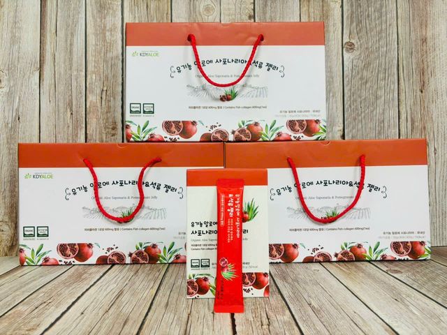 THẠCH NHA ĐAM SÂM VỊ LỰU KDY ALOE - COLLAGEN ĐẸP DA - Hộp 10 gói