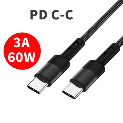 Cáp Sạc Nhanh PD 60W 2 Đầu Type C Bọc Dù - Sạc Tốc Độ Cao Cho Samsung, LG, Sony, Truyền Dữ Liệu 480 Mbps