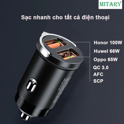 Tẩu sạc nhanh đa năng 200W cho Huawei, Oppo, Vivo, Xiaomi,Oppo, Honor , Samsung I-Phone, LG trên ô tô xe máy- MTR015