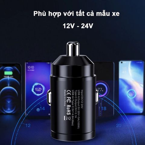 Tẩu sạc nhanh đa năng 200W cho Huawei, Oppo, Vivo, Xiaomi,Oppo, Honor , Samsung I-Phone, LG trên ô tô xe máy- MTR015