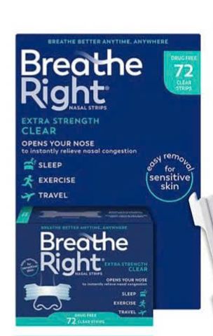 Miếng Dán Giảm Nghẹt Mũi Breathe Right 72 Miếng - Chống Ngáy, Hỗ Trợ Ngủ Ngon, Giảm Dị Ứng Mũi  - Sản Phẩm Chính Hãng Mỹ