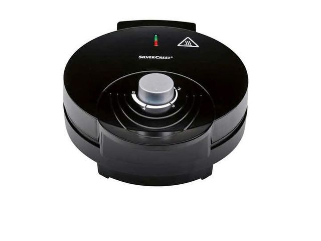 Máy làm bánh waffle Silvercrest SWE 1200 - 1200W với 5 khuôn trái tim, khay chống dính ILAG, điều chỉnh nhiệt và 15 công thức nấu ăn.