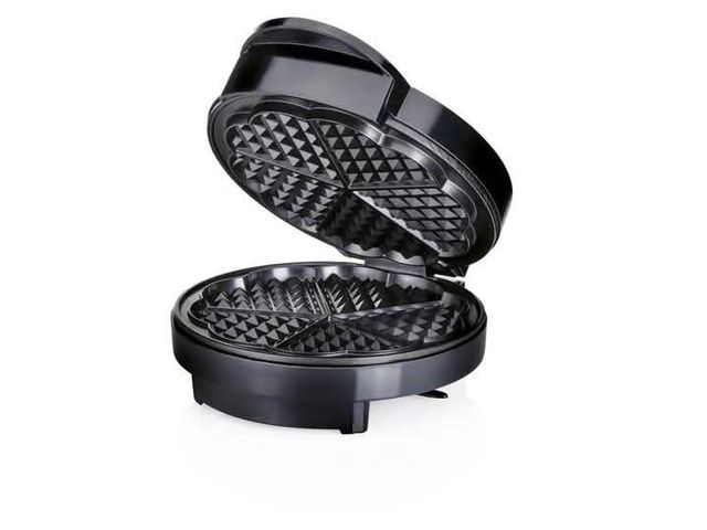 Máy làm bánh waffle Silvercrest SWE 1200 - 1200W với 5 khuôn trái tim, khay chống dính ILAG, điều chỉnh nhiệt và 15 công thức nấu ăn.