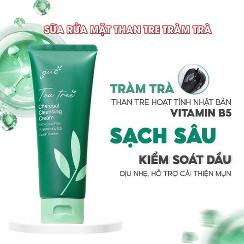 Sữa Rửa Mặt Than Tre Tràm Trà GUO - Làm Sạch Dịu Nhẹ, Kháng Khuẩn, Phục Hồi Da Nhạy Cảm, Giúp Kiềm Dầu, Chống Mụn