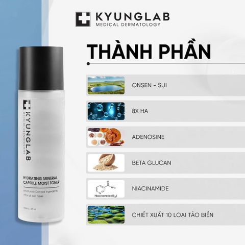 Nước Hoa Hồng Kyung Lab - Toner Cấp Ẩm Viên Nang Oxy Hydro 150ml - Dưỡng Da Tươi Mát và Mịn Màng, Chiết Xuất Từ Nước Khoáng Auvergne