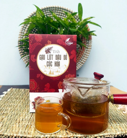 Trà Túi Lọc Gạo Lứt Đậu Đỏ Cúc Hoa GIGA Tốt Cho Sức Khỏe Tim Mạch, Hỗ Trợ Giảm Cân - Hộp 90 túi lọc