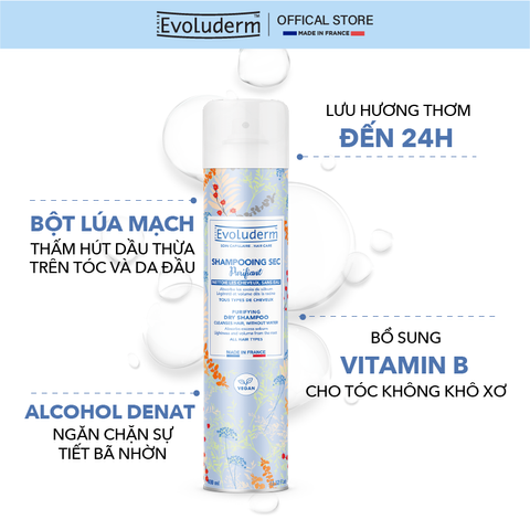 Dầu Gội Đầu Khô Tiện Lợi Evoluderm 200ml - Sạch Tóc Nhanh Chóng, Dễ Dàng, Thích Hợp Du Lịch và Người Bận Rộn