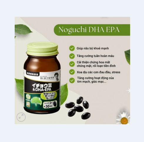 Viên uống bổ não DHA EPA Ginkgo Ultra Noguchi 60 viên - Tăng cường trí nhớ và hỗ trợ tuần hoàn não từ Nhật Bản