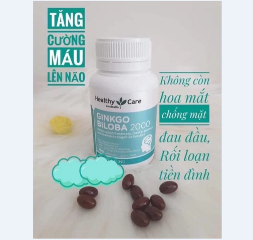 Viên uống bổ não Healthy Care Ginkgo Biloba 2000mg, 100 viên - Tăng cường trí nhớ, hỗ trợ tinh thần, nhập khẩu Úc