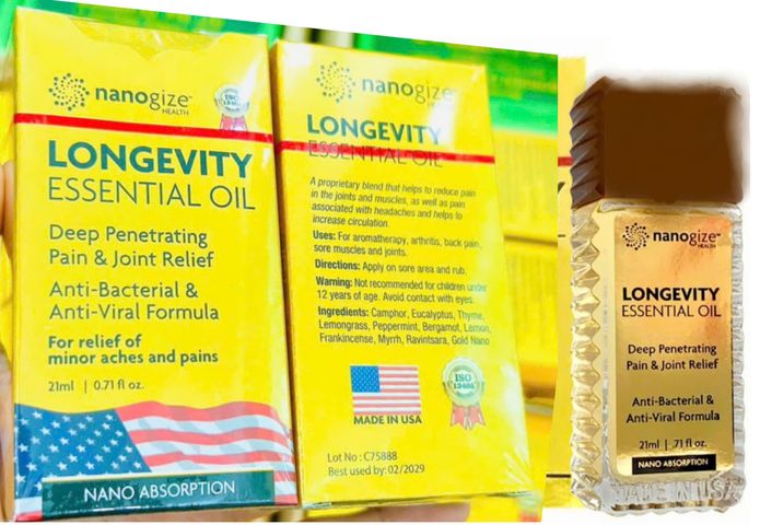 Dầu Gió Vàng Đầu Lăn Longevity Essential Oil 21ml - Giảm Đau, Thư Giãn Tinh Thần, Chiết Xuất Tự Nhiên, Sản Phẩm Chính Hãng Mỹ