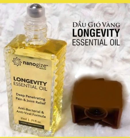 Dầu Gió Vàng Đầu Lăn Longevity Essential Oil 21ml - Giảm Đau, Thư Giãn Tinh Thần, Chiết Xuất Tự Nhiên, Sản Phẩm Chính Hãng Mỹ