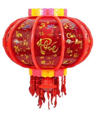 Đèn Lồng Điện Xoay 360 Độ Chúc Mừng Năm Mới - Đèn Trang Trí Tết Nhấp Nháy Với Chữ Tiếng Việt, Phù Hợp Lễ Hội, Kích Thước 60cm