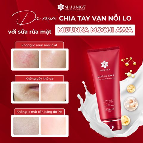 Sữa Rửa Mặt Mijunka Mochi Awa 200g - Sạch Sâu, Dưỡng Ẩm Mịn Màng, Phù Hợp Mọi Loại Da, Không Chất Độc Hại