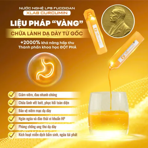 Nước Uống Nghệ Nano Xlab Curcumin Ukon LPS Fucoidan Nhật Bản - Giải Pháp Tăng Cường Miễn Dịch & Làm Đẹp Da, Hộp 30 Tuyp