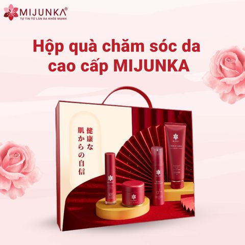 Hộp quà cao cấp Mijunka – Combo 4 sản phẩm chăm sóc da ngừa lão hóa làm đều màu da