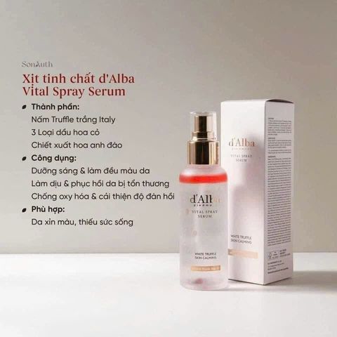 Xịt khoáng D'Alba Piedmont Vital Spray Serum 100ml (Hồng)
