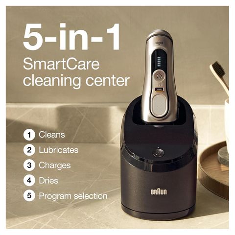 Máy Cạo Râu Điện Braun Series 9 Pro 9487cc - Cạo Râu Sát, Nhẹ Nhàng, Công Nghệ Sonic - Trạm Clean & Charge 5 trong 1, Phù Hợp Cho Mọi Loại Râu