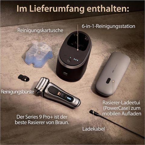 Máy Cạo Râu Điện Braun Series 9 Pro+ 9577CC Silver - Công Nghệ Cạo Râu Nhật Bản, Sạch Sẽ, Đúng Vòm, Sử Dụng 60 Phút