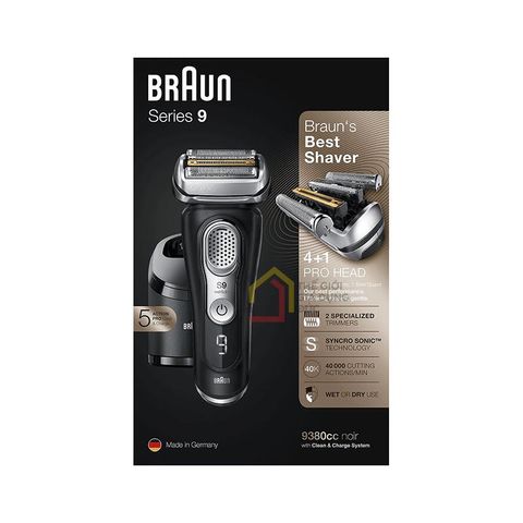 Máy Cạo Râu Điện Braun Series 9 9390cc - Công Nghệ SyncroSonic, Cạo Sát Nhẹ Nhàng, Made in Germany, Tặng Hợp Vệ Sinh