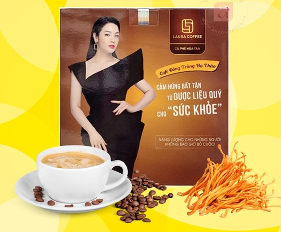 Cà phê Đông trùng Hạ thảo Laura Coffee hộp 10 gói