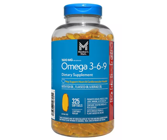 Viên uống dầu cá Omega 3-6-9 Member's Mark Supports Heart Health mẫu mới