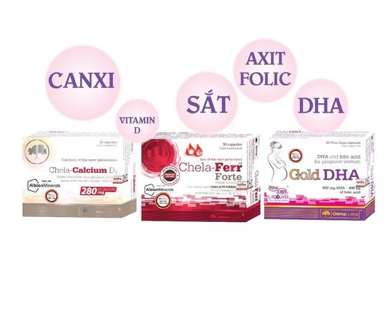 Bộ 3 Sắt bầu Chela-Ferr Forte + Gold DHA +Canxi Chela D3