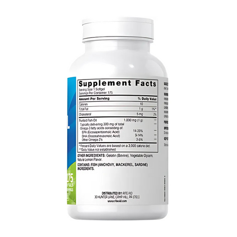 Dầu Cá Vị Chanh Tự Nhiên Rite Aid Fish Oil 1000mg (175 Viên)